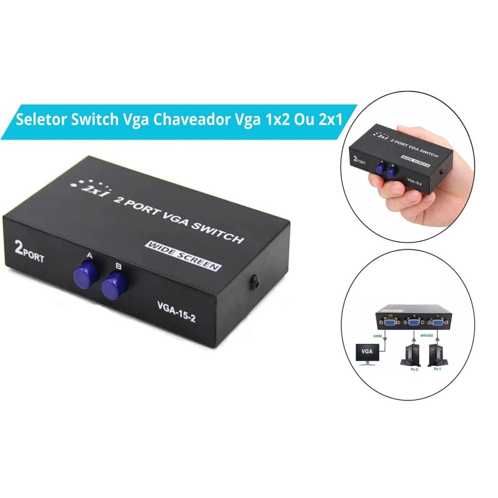 Seletor Switch VGA Chaveador Vga 1×2 Ou 2