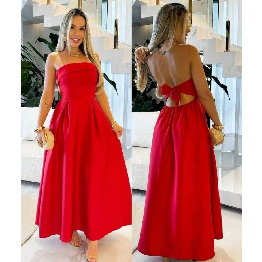 Vestido Feminino Tomara que Caia Alfaiataria com B