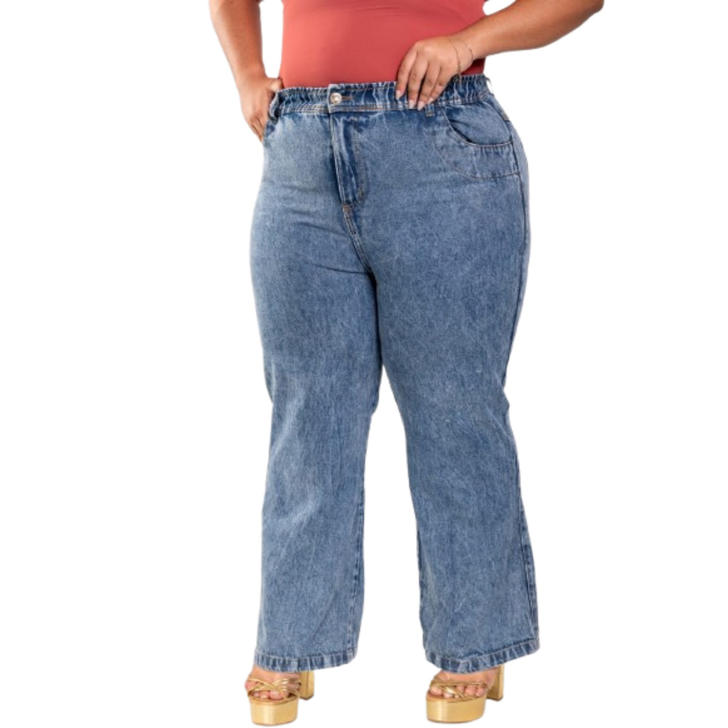 Calça Jeans Feminina com Elástico na Cintura Wid