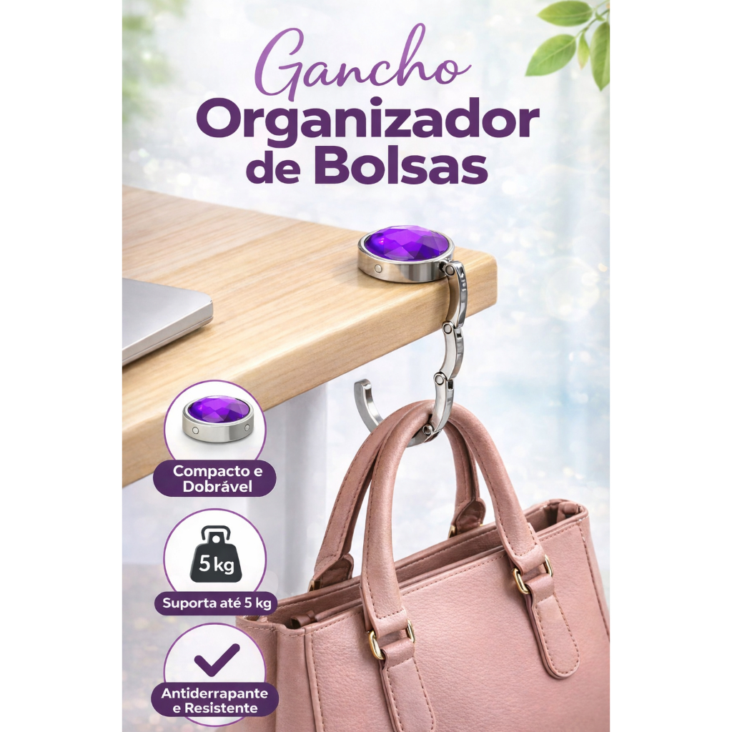 Gancho Organizador para Bolsas e Sacolas, em Metal