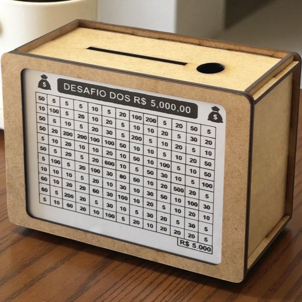 Cofre Desafio para Economizar Dinheiro e Moedas 10