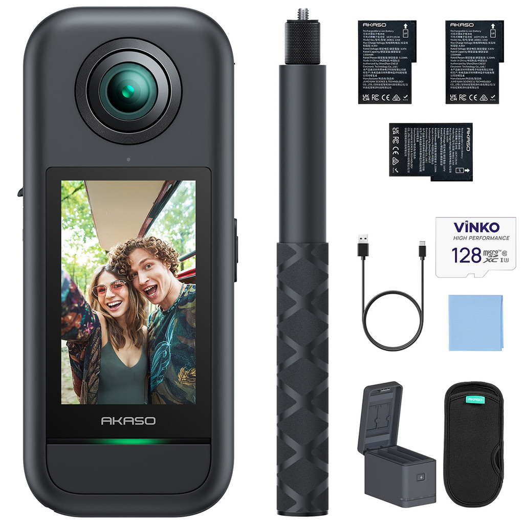 Câmera De Ação Akaso 360 5.7k,72mp Com Microsd 