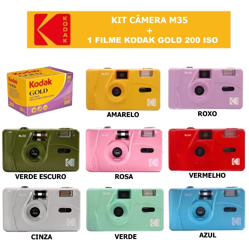 Kit Câmera Kodak Retrô M35 + 1 Filme Kodak Gold 