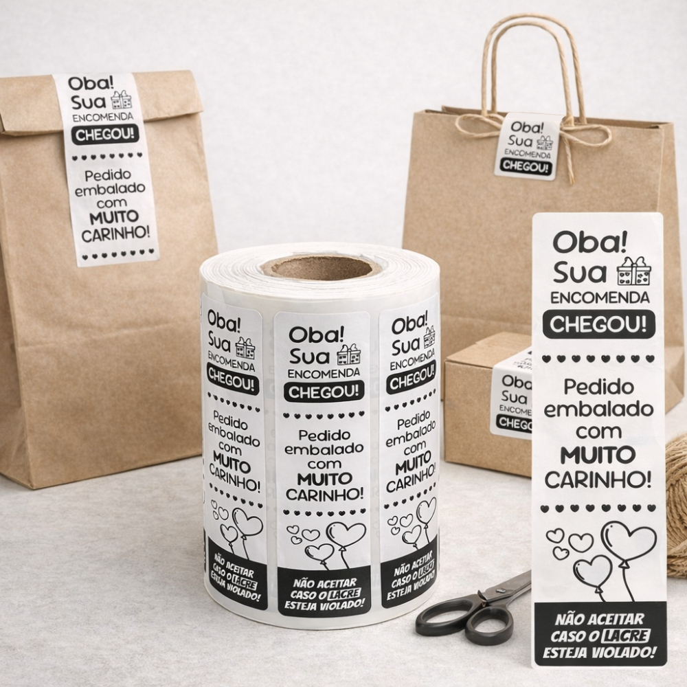 Etiqueta Lacre Delivery Oba Sua Encomenda Chegou &