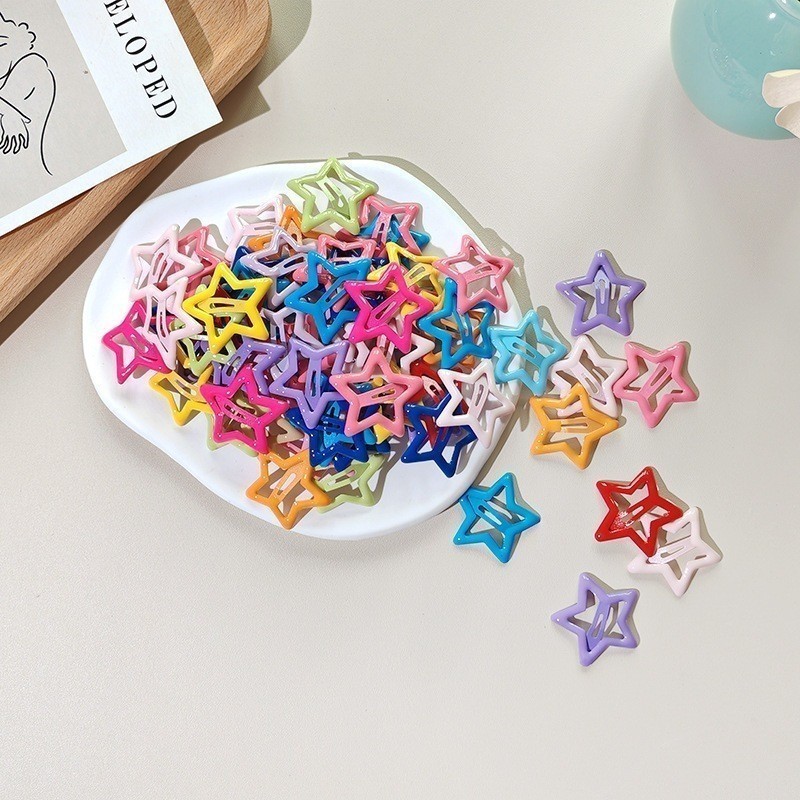 Kit 100 Presilhas de Cabelo Estrela Coloridas Esti