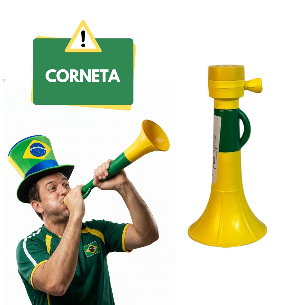 Kit 3 e 6 Cornetas 20 cm Copa do Mundo Brasil