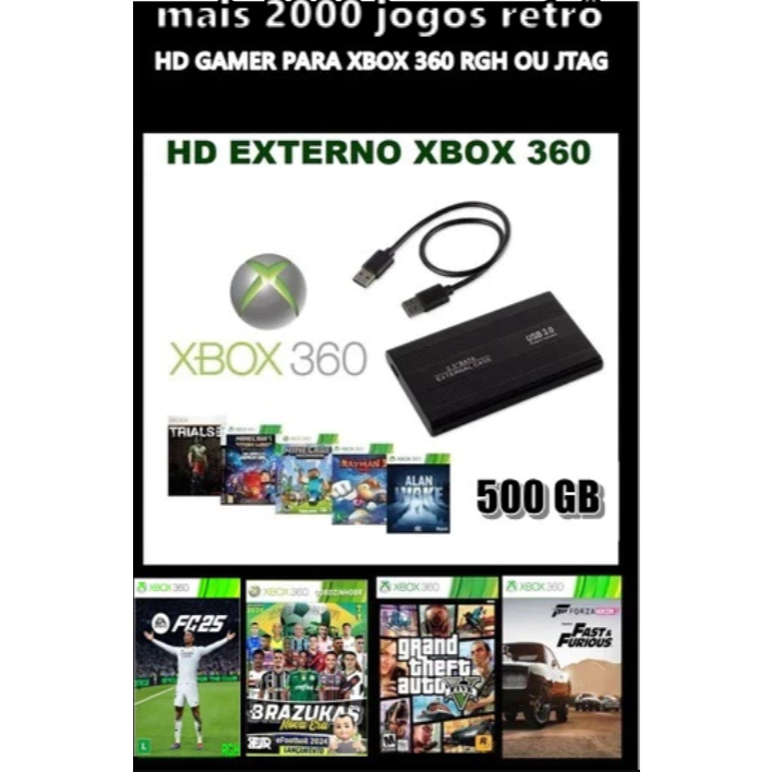 HD GAMER EXTERNO PARA XBOX 360 JTAG/RGH/BLOQUEADO/