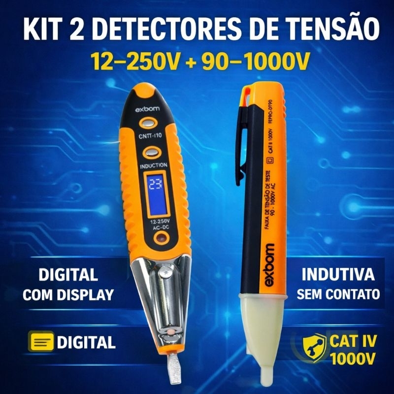 Kit 2 Caneta Teste Detector Tensão Digital CNTT-D