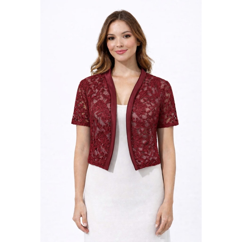 Bolero de Renda Elegante Feminino Manga Curta R