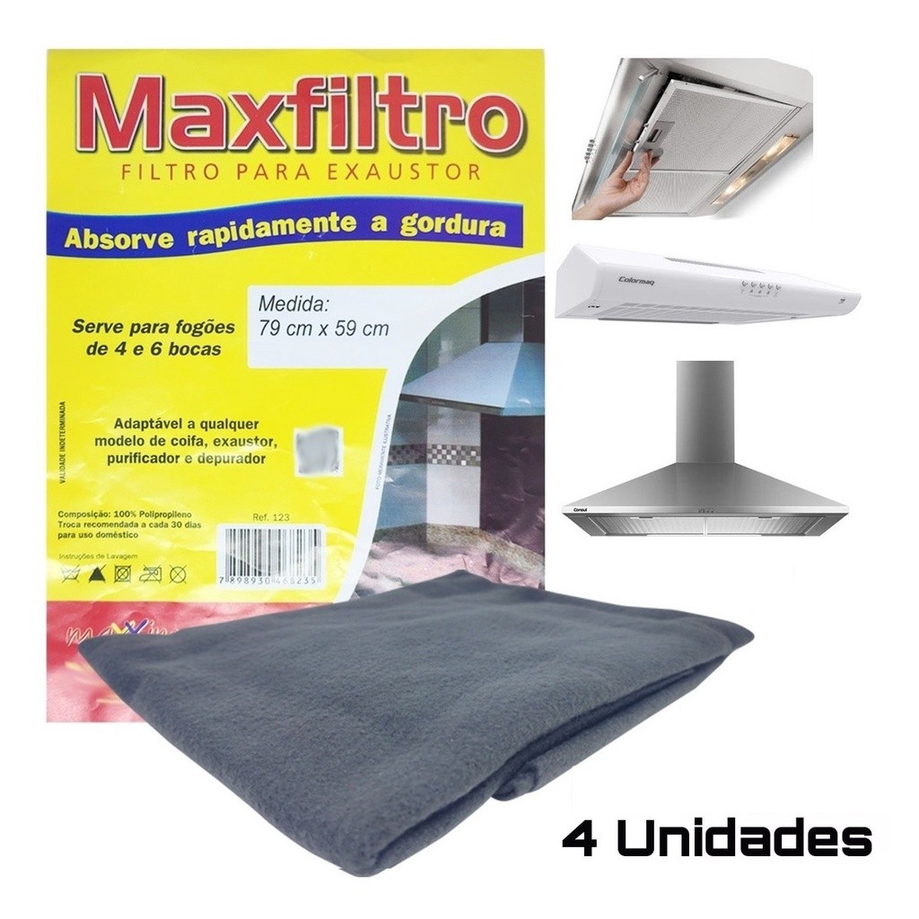 4 Filtro Depurador Exaustor Coifa Sugar Manta Tama