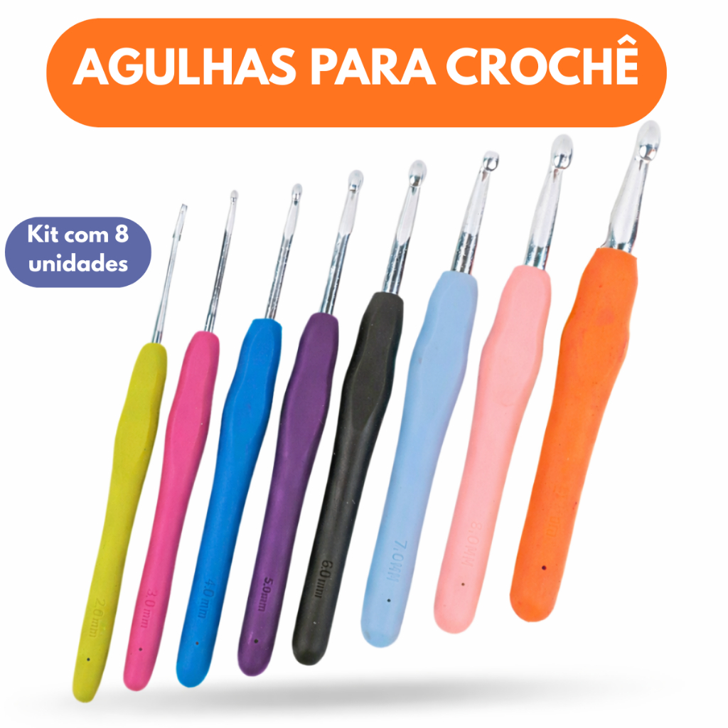 Kit Agulha Crochê Barbante Profissional Com 08 Pe