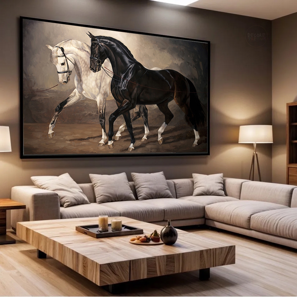 Quadro Decorativo Casal Cavalos Imponente Alto Pad
