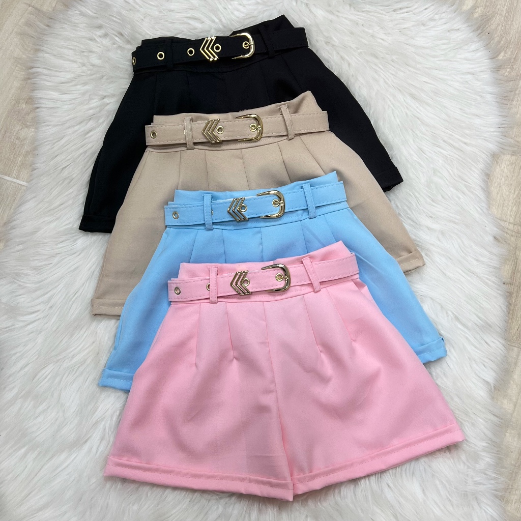 Short Infantil com Cinto Forrado alfaiataria Para 