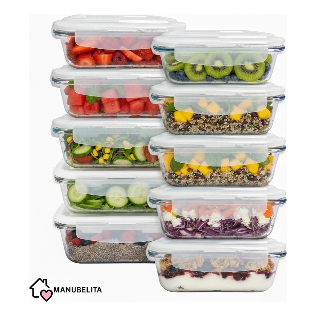 Conjunto de 10 Potes de Vidros 640ml Hermeticos pa