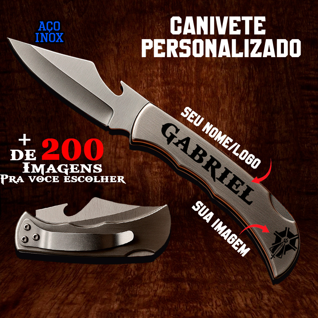 Canivete Personalizado De bolso em Aço Inoxidavel