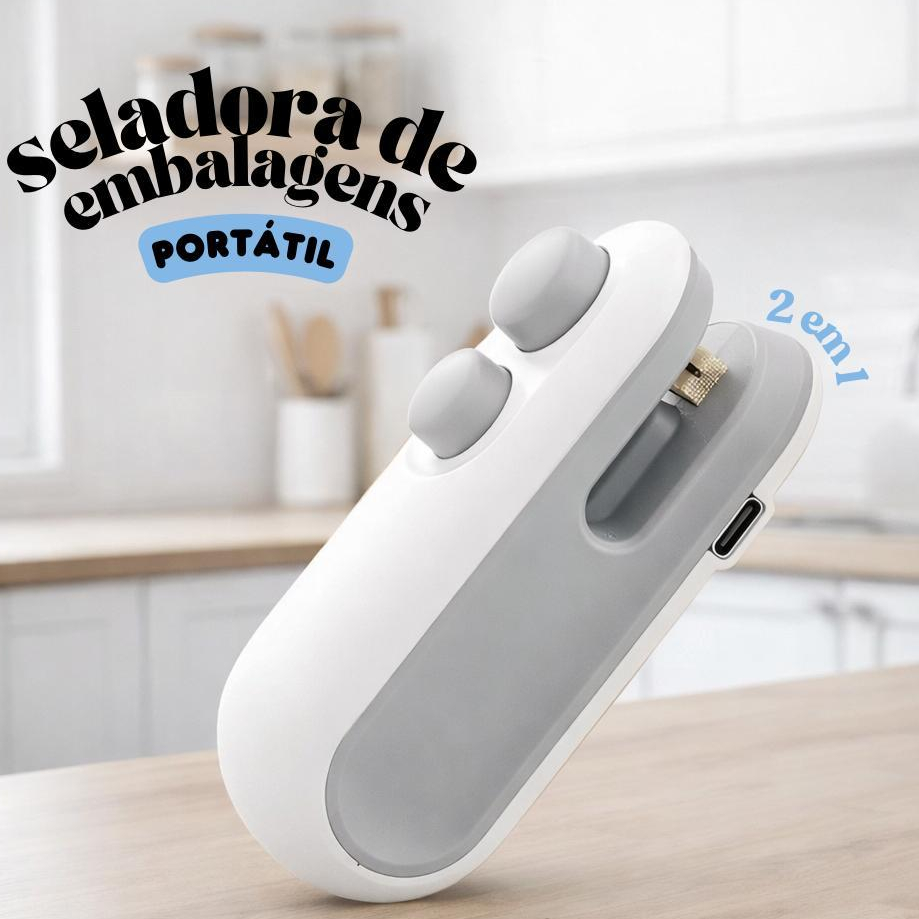 Mini Seladora de Embalagens Portátil 2 em 1 Recar