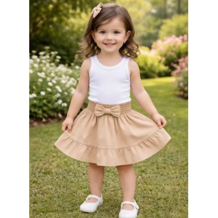 Saia Para Bebê Lisa Com Laço Varia Cores e Taman