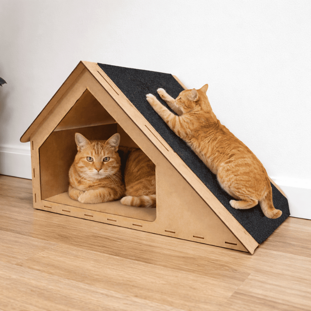 Arranhador Gato Rampa Anti Estresse Casinha Brinqu