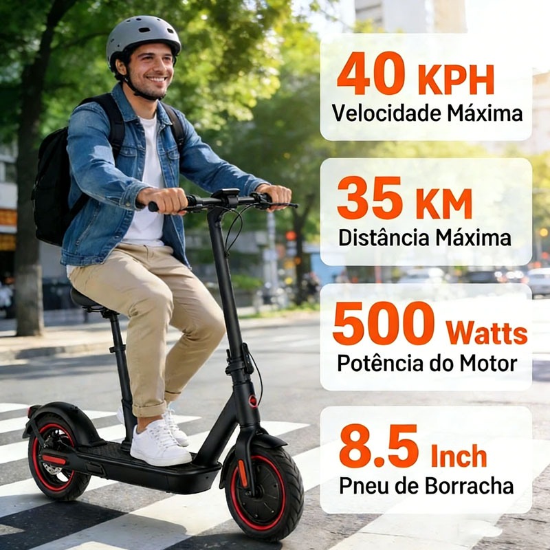 Patinete Elétrico 500W Scooter de Alumínio Para 
