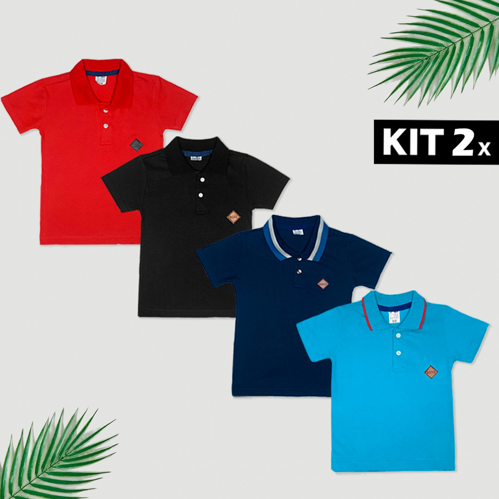 Kit 2 Camisas Polo Infantil Algodão Premium Camis