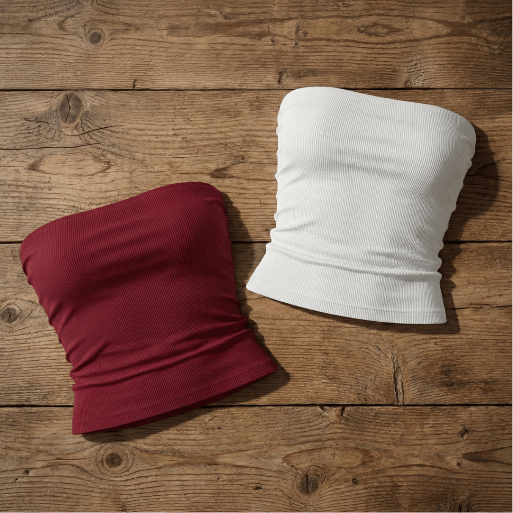 Kit com 2 Tops Tube Canelado Feminino Essencial de