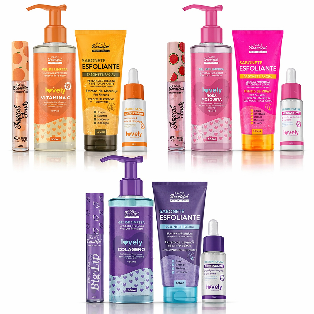 Kit Facial Hidratante Lovely  Limpeza Profunda + G