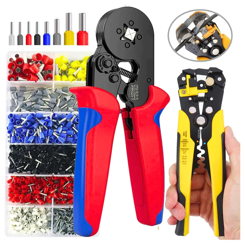 Kit Alicate Crimpar Descascador 1200 Terminais Ilh