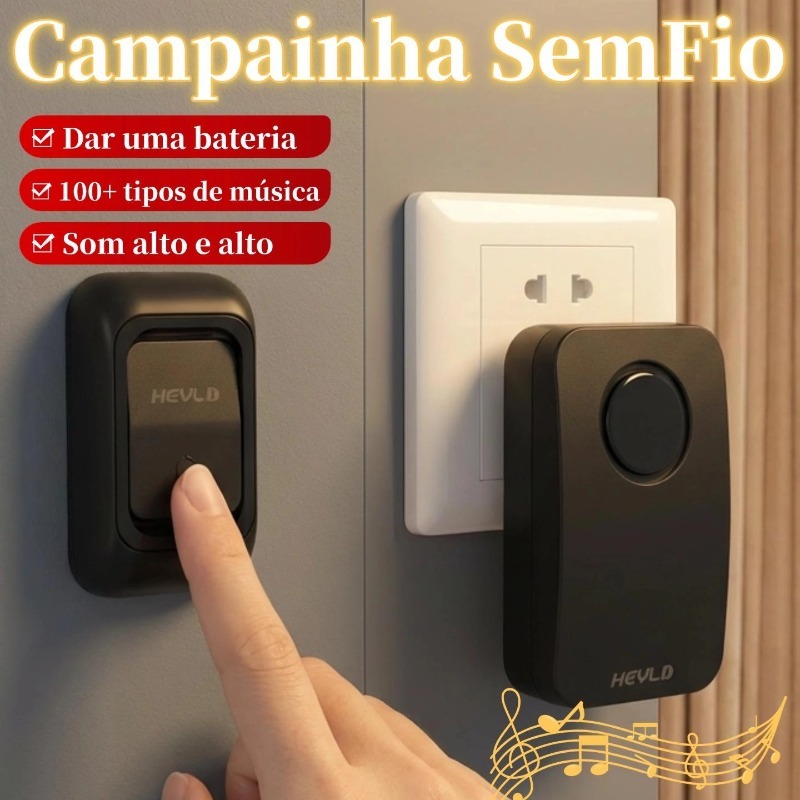 Campainha Residencial Sem Fio Longo Alcance Prova 