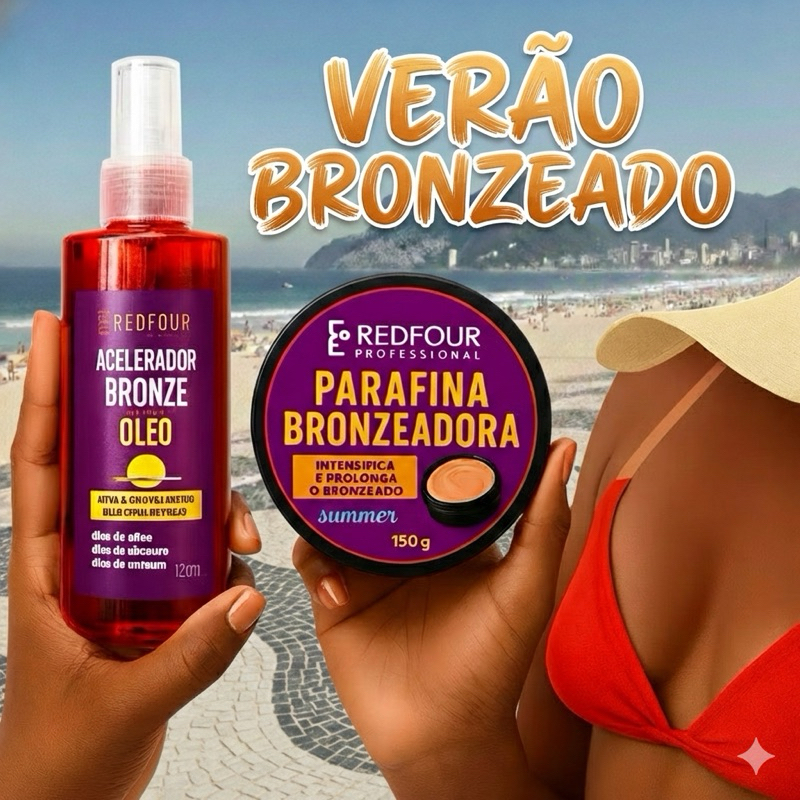Kit Bronze Perfeito RedFour: Acelerador 120ml + Pa