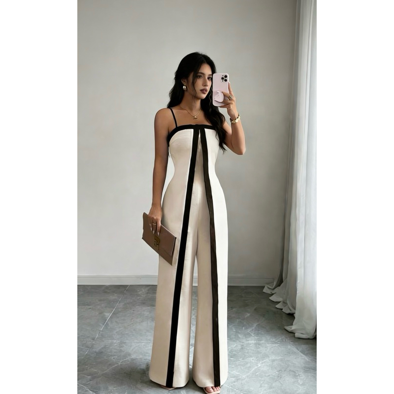 Macacão feminino listrado elegante e de alta qual