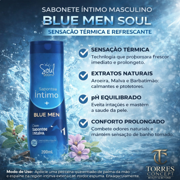 Sabonete Íntimo Masculino Blue Men Soul 200ml Ref