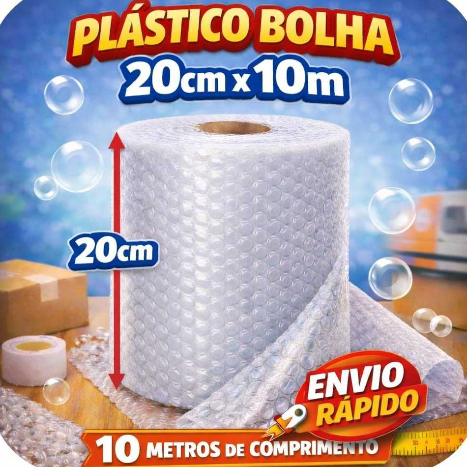 Plástico Bolha 20cm x 10m Resistente Ideal para E
