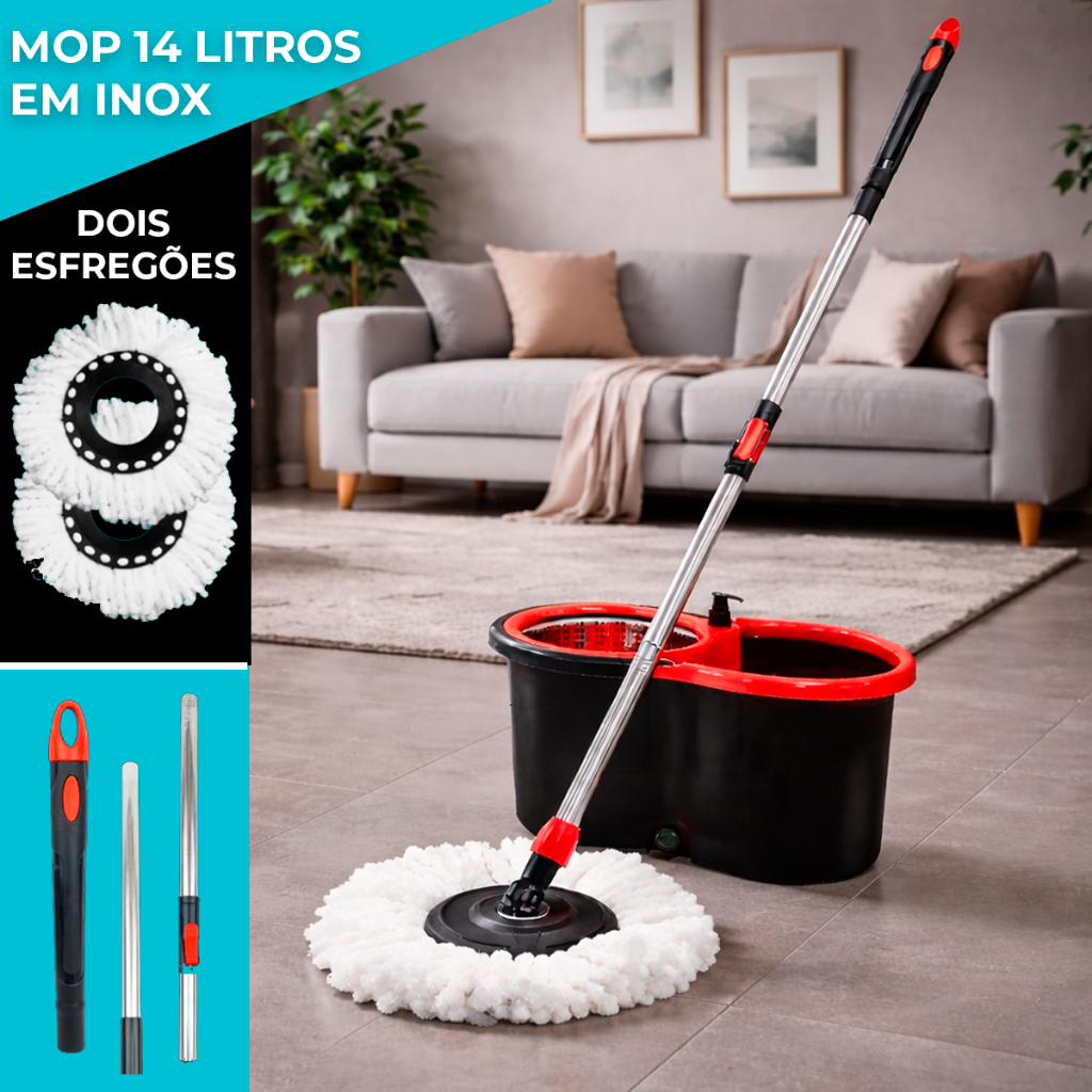 Mop C/ cabo de 140 cm + 2 Refis – Rodinhas e