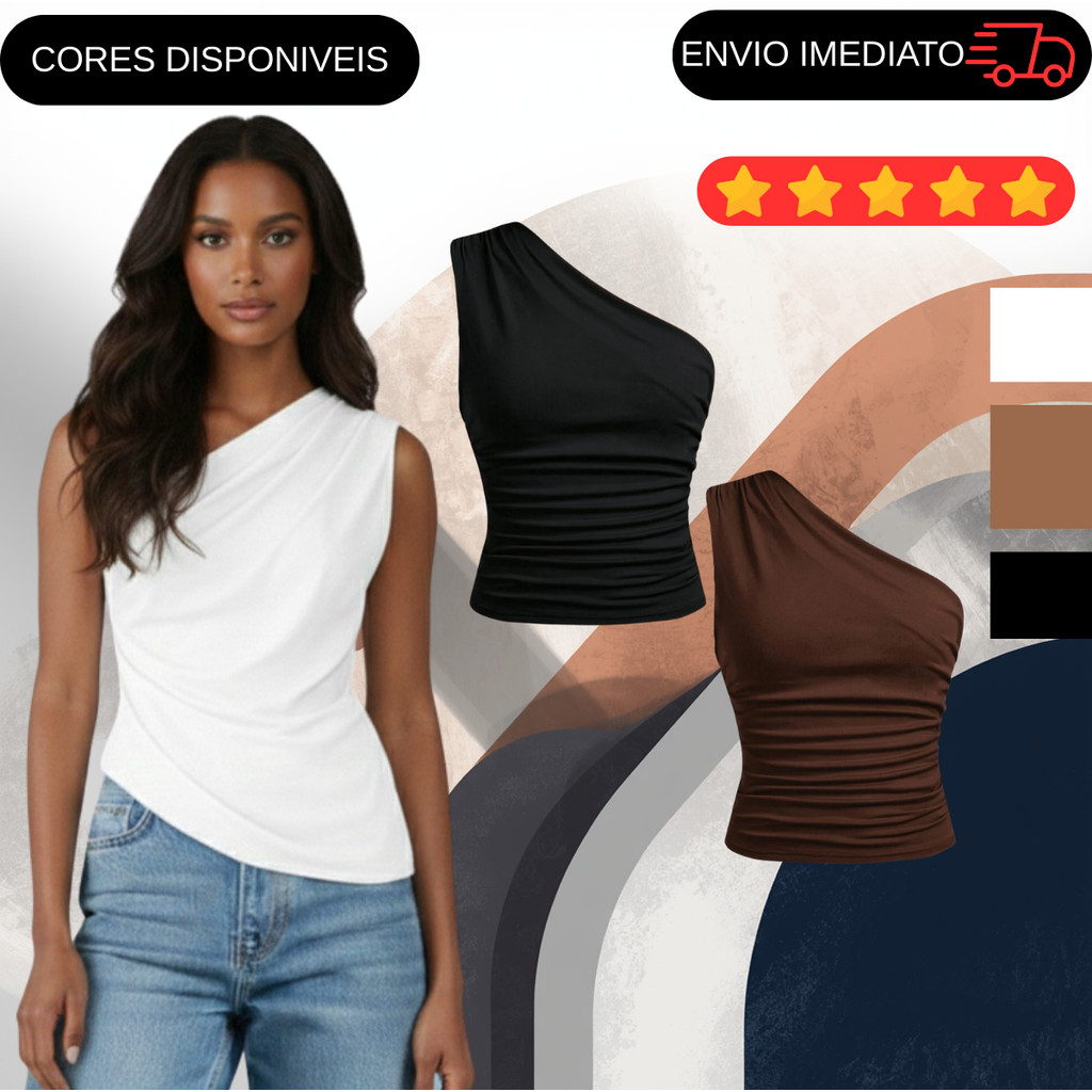 Blusa Feminina Elegante Mula Manca Casual Ombro Ú