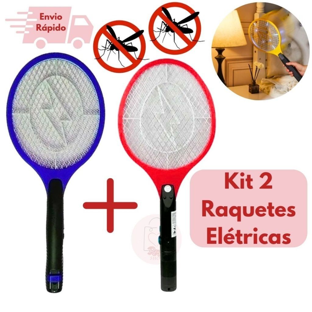 Kit 1/2 Raquetes Elétricas Mata Mosquito Pernilon