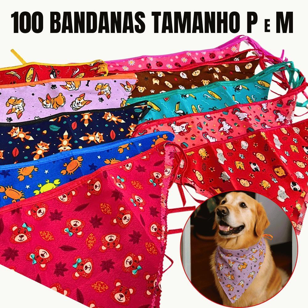 Kit 50/100 Bandanas Sortidas para Pet Shop Tamanho