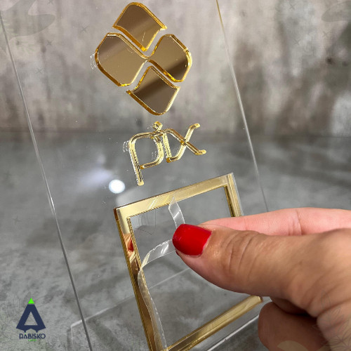 Placa Pix em Acrílico com QR Code  Suporte para M