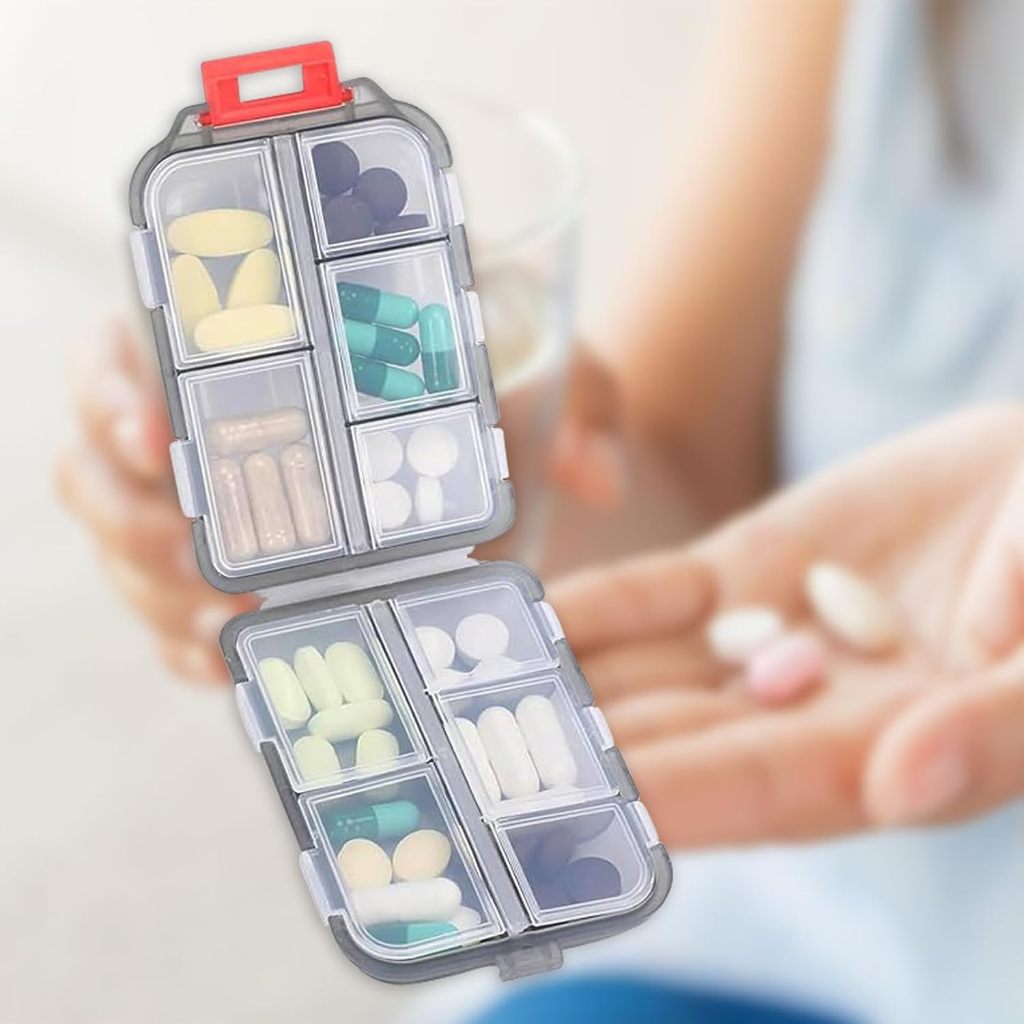 Mini Caixa De Comprimidos  10 Grades Dobrável, Re