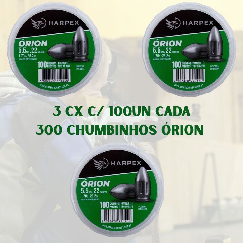 Kit 300 Chumbinhos Harpex Órion 5.5mm Heavy 1,70g