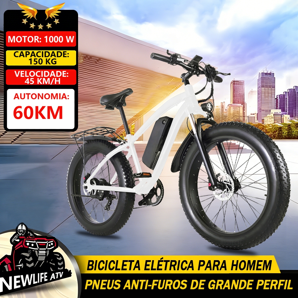 Bicicleta Elétrica 1000W 48V 15Ah Bateria AMYET E