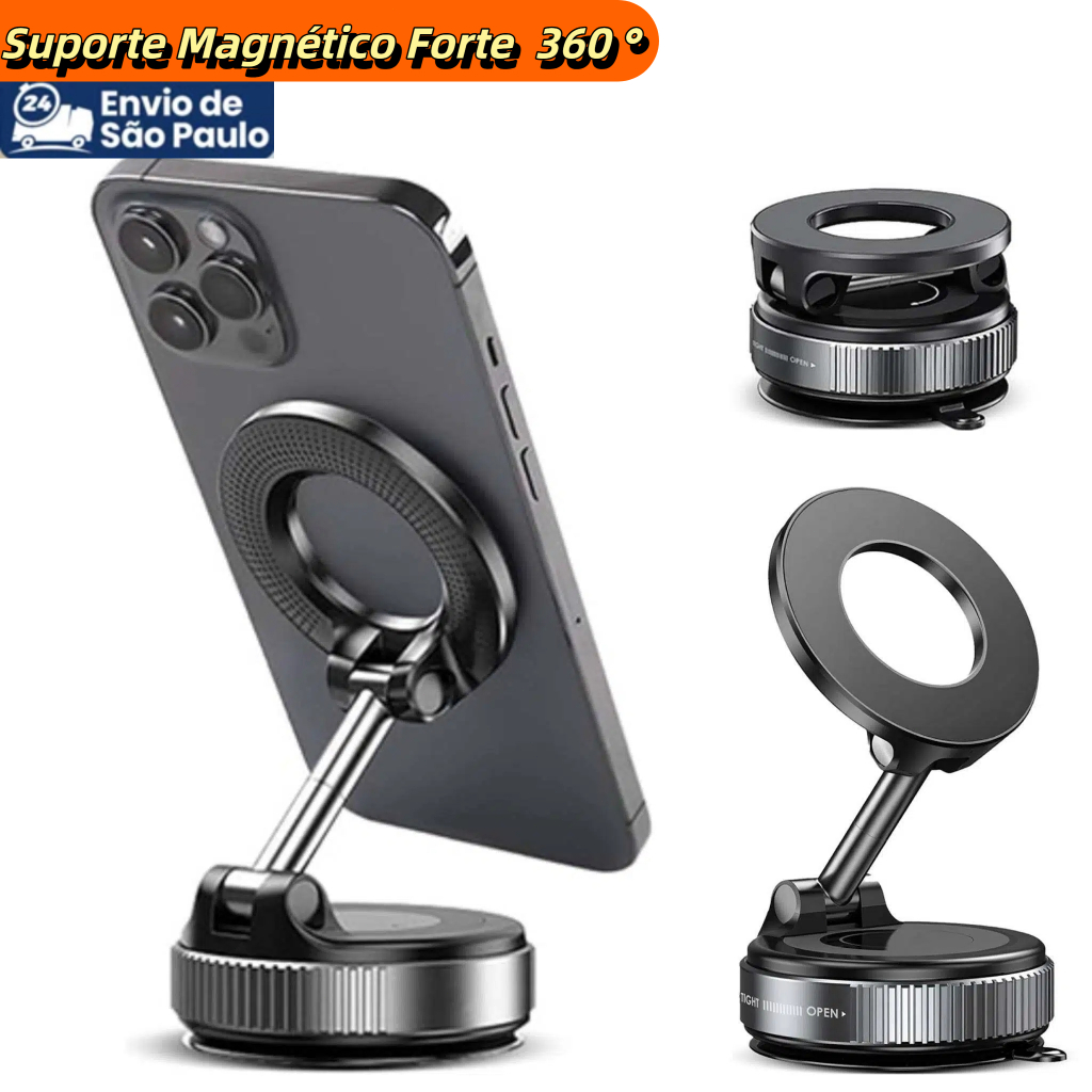 Suporte Magnético 360° para Celular Fixação Po