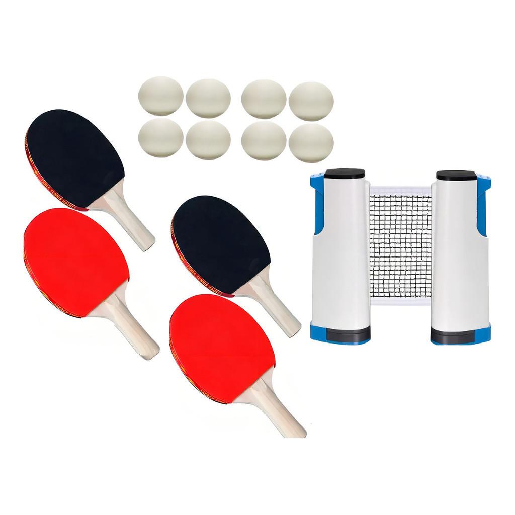 Ping Pong Kit 13 Pçs Tênis Mesa 4 Raquetes 8 Bol