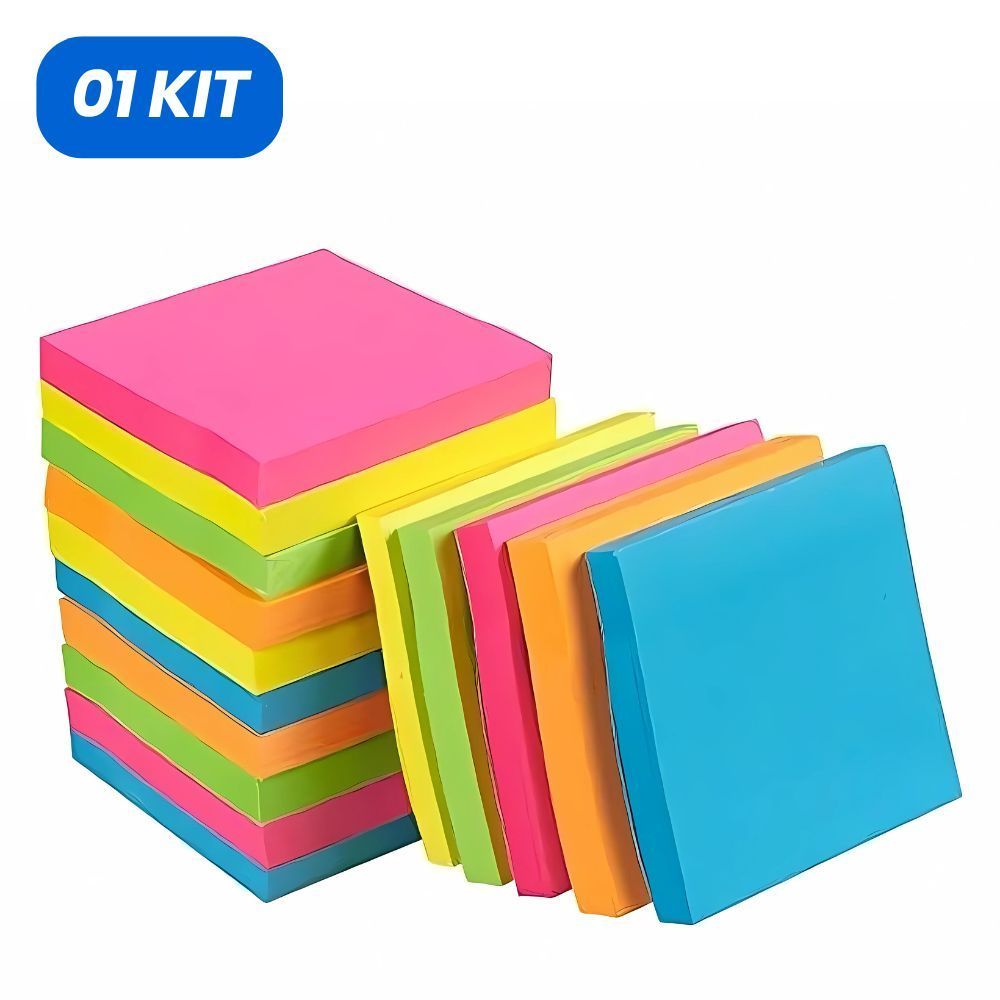 Kit Bloco de Notas Adesivo 76x76mm Colorido c/Folh