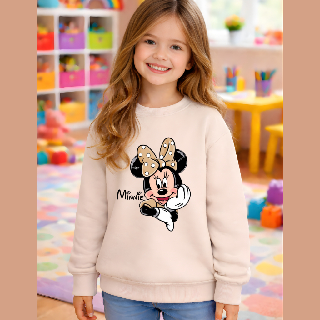 Moletom Infantil Menina Minnie Mouse Bege Flanelad