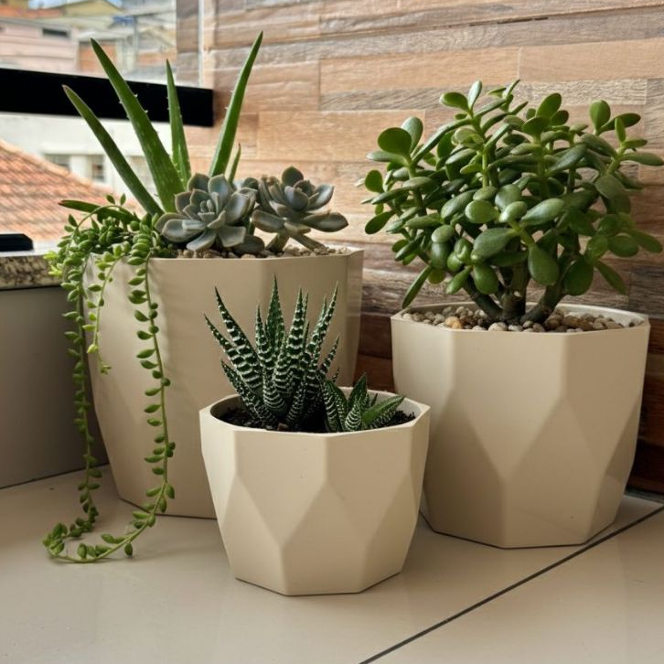 Kit Jogo 3 Vasos para Plantas Decorativo Cachepô 