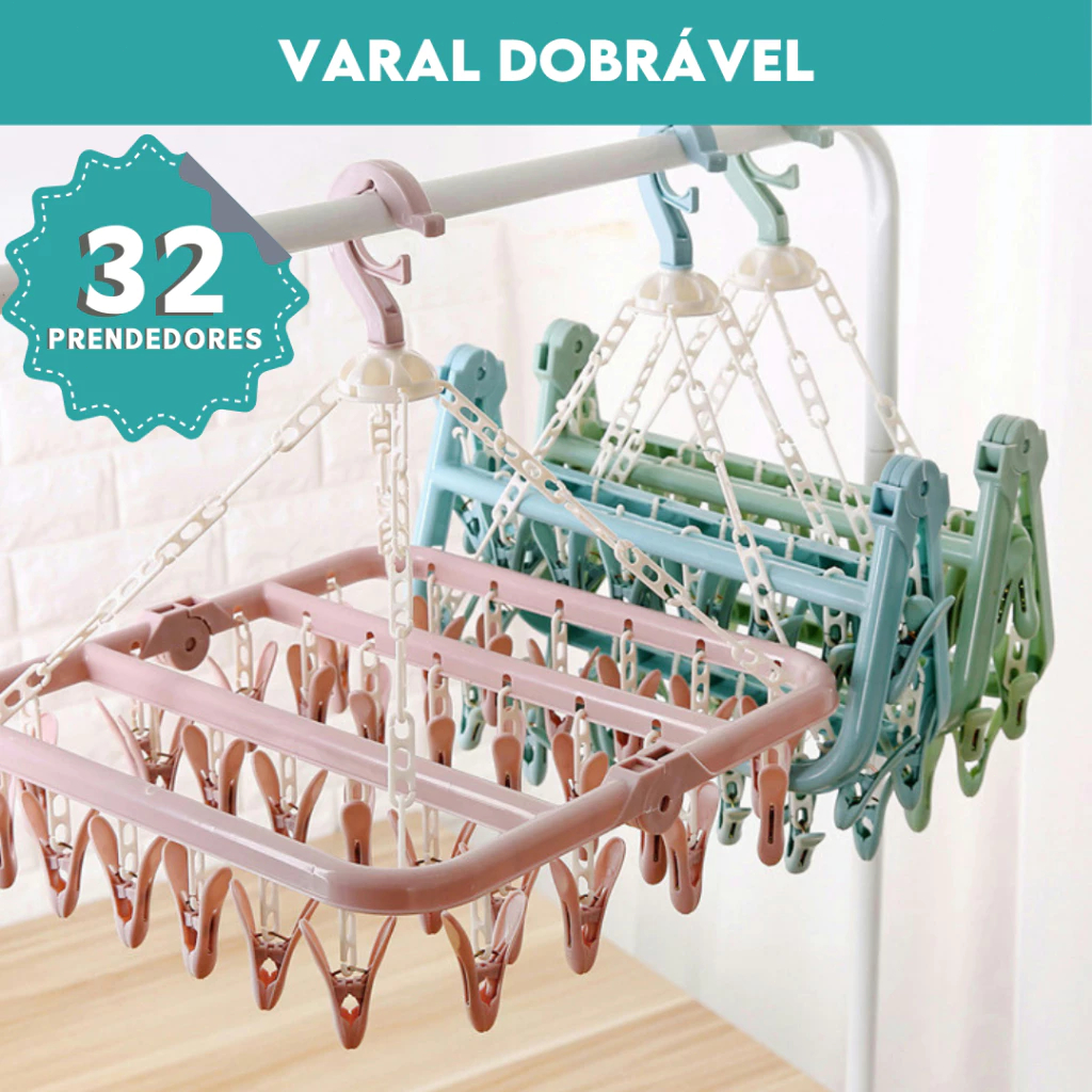 Varal roupa íntima, dobrável, multiuso, com 32 p