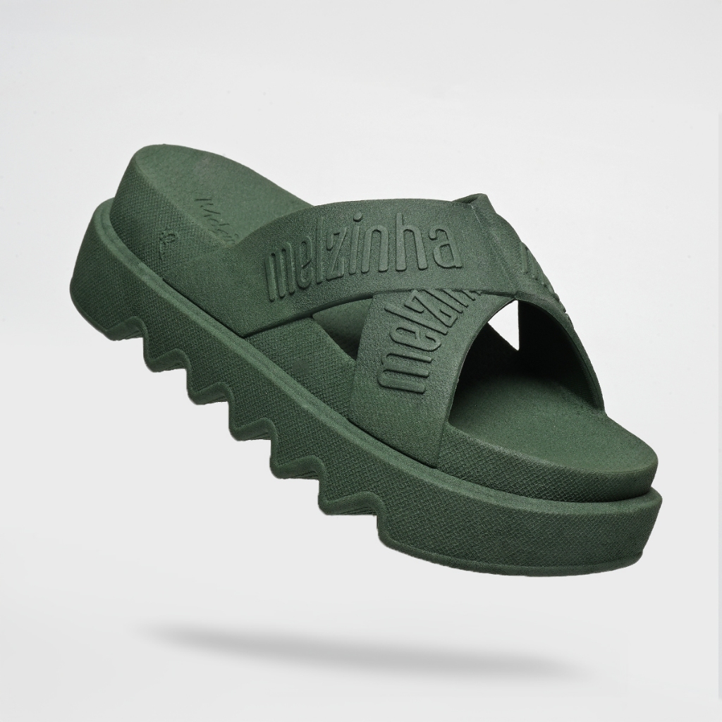 Sandália Slide Plataforma Tratorada 2 Tiras Femin