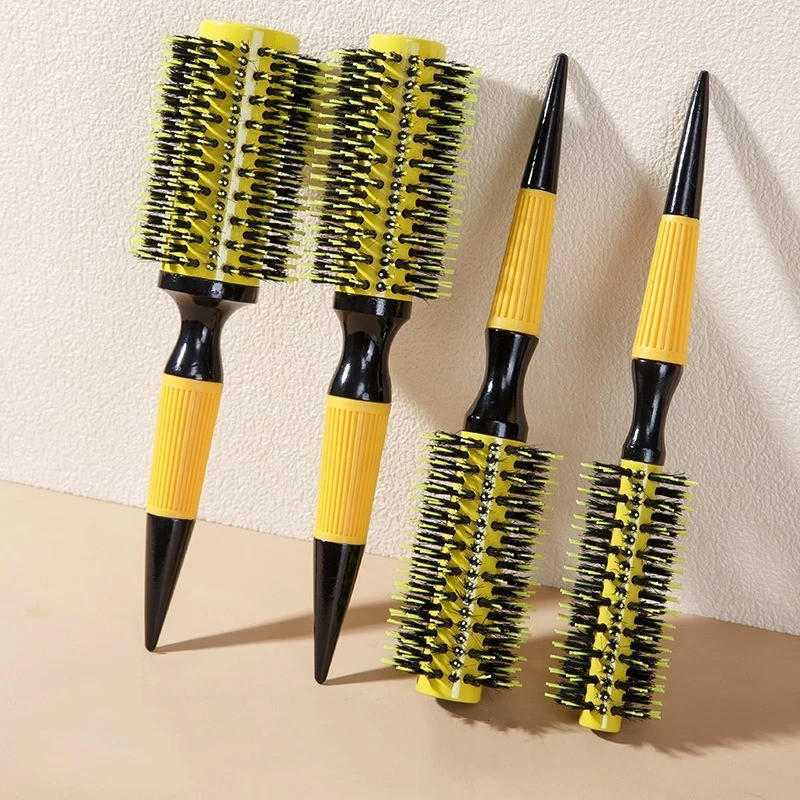 Escova De Cabelo Térmica Amarela Cerdas De Javali