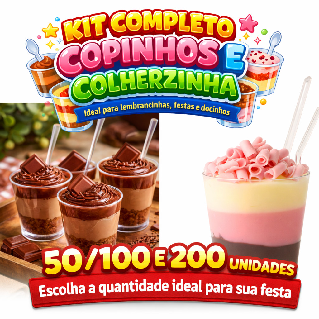 Kit Copinhos de Brigadeiro com Colherzinha Acríli