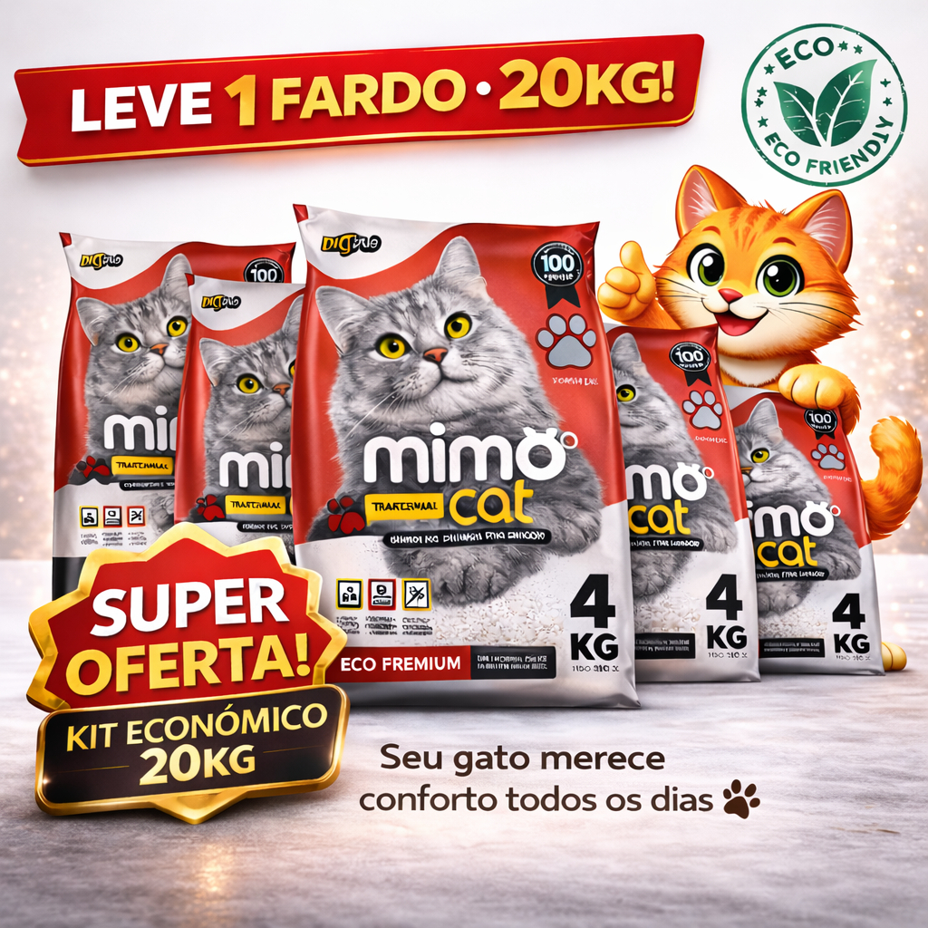 Kit Areia Sanitária Mimo Cat 20KG (5x4kg) | Anti-